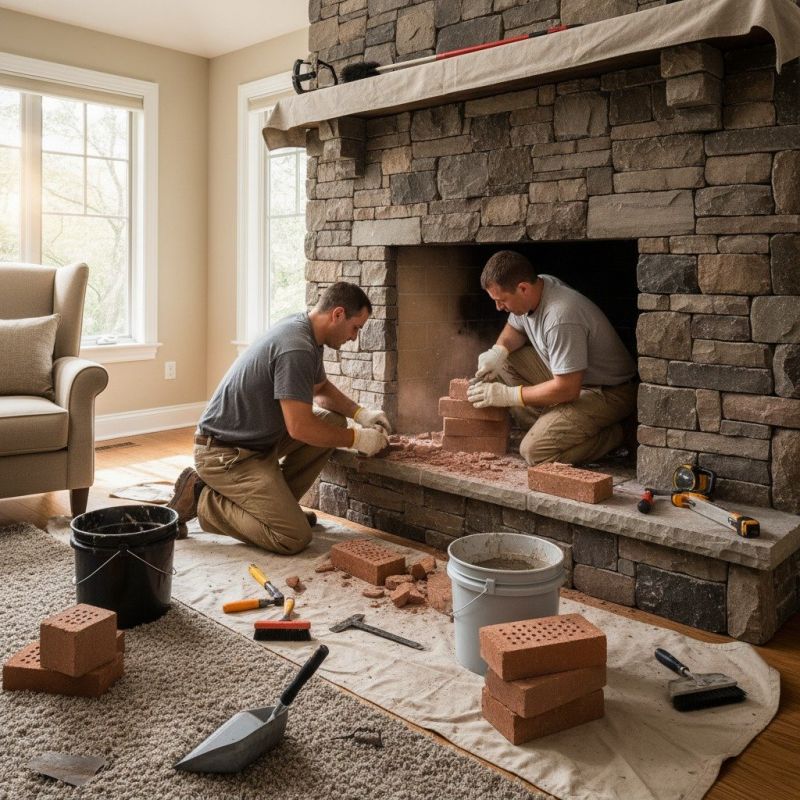 Brick Fireplace Installation detail