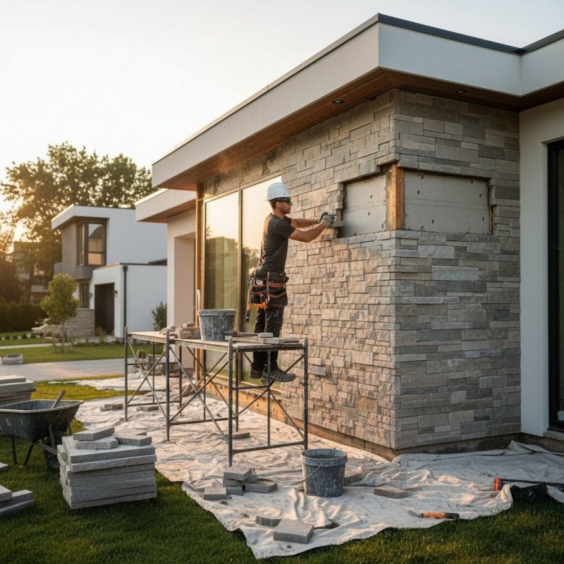 River Rock Siding Installation